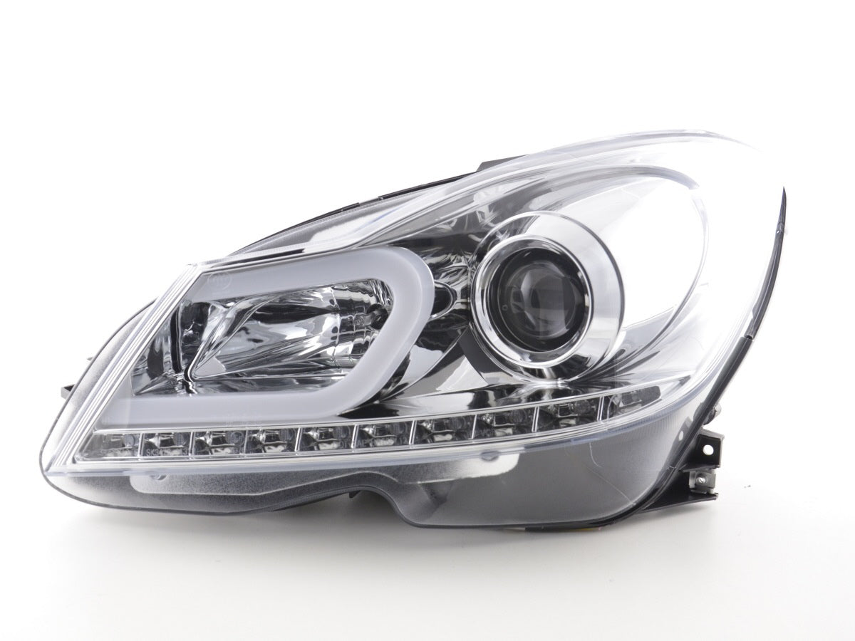 Scheinwerfer Set Daylight LED TFL-Optik Mercedes C-Klasse W204 11-14 chrom Scheinwerfer Set Daylight LED TFL-Optik Mercedes C-Klasse W204 11-14 chrom